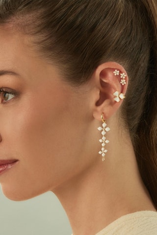 Puces asymétriques - 
Argent plaqué or jaune et zircons