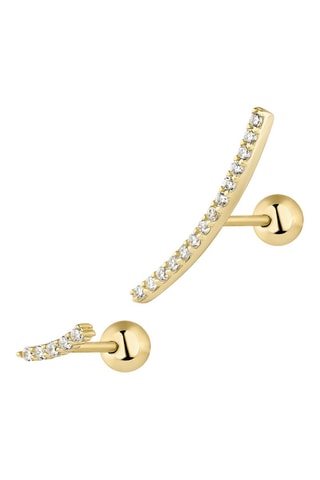 Boucles d'oreilles asymétriques Sena - 
Argent plaqué or jaune et zircons