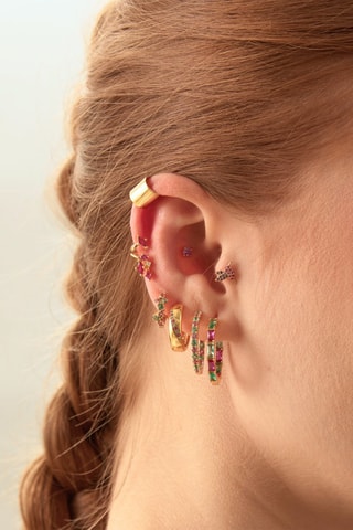 Créoles Kenia - Argent plaqué or jaune et zircons