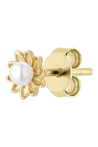 Puce Flower Pearl - Argent plaqué or jaune