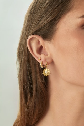 Puce Flower Pearl - Argent plaqué or jaune