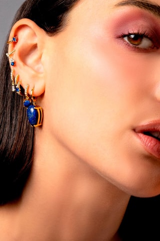 Boucle d'oreille Lavanya - Argent plaqué or jaune et lapis lazuli