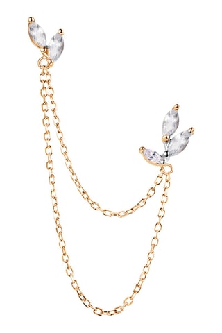 Boucle d'oreille Laroque Argent plaqué or jaune et zircons