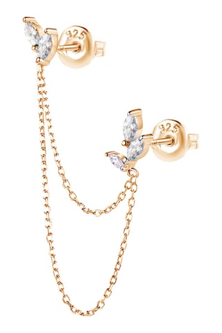 Boucle d'oreille Laroque Argent plaqué or jaune et zircons