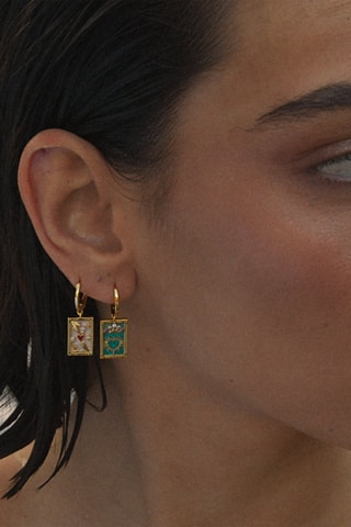 Boucle d'oreille Tarot Los Amantes Argent plaqué or jaune