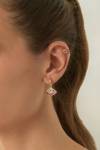 Boucle d'oreille Greek Evil Eye - 
Argent plaqué or jaune et zircons