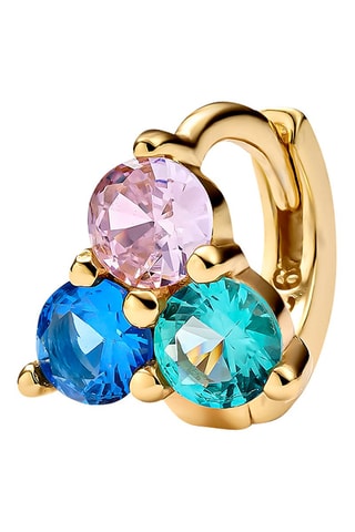 Boucle d'oreille - Argent plaqué or jaune et zircons