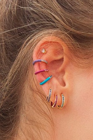 Créole - 
Argent plaqué or jaune et zircons