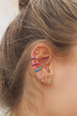 Créole - 
Argent plaqué or jaune et zircons