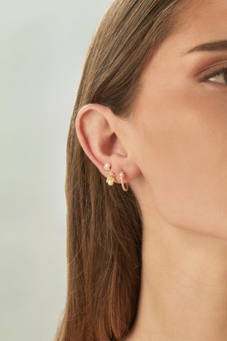 Puce Tahiti - 
Argent plaqué or jaune et zircons