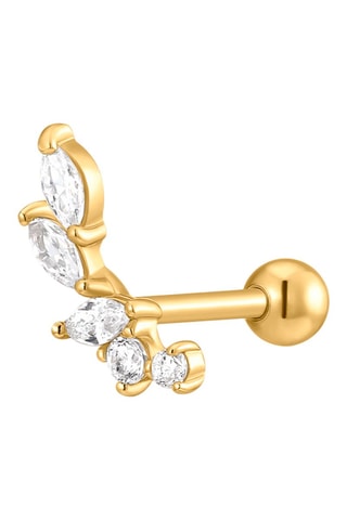 Puce Ella - 
Argent plaqué or jaune et zircons