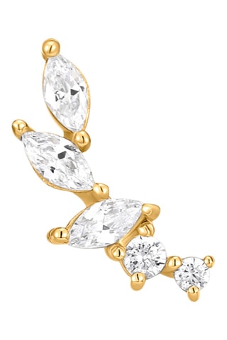 Puce Ella - 
Argent plaqué or jaune et zircons