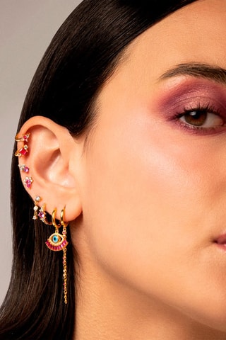 Boucle d'oreille Keila - Argent plaqué or jaune et zircons