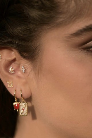 Puce Cupid - Argent plaqué or jaune et zircons