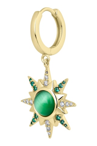 Boucle d'oreille Zenda - Argent plaqué or jaune, zircons et œil-de-chat