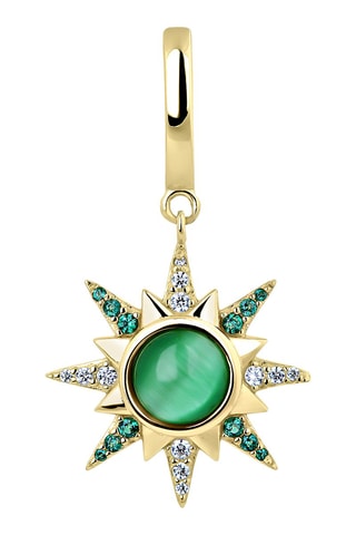 Boucle d'oreille Zenda - Argent plaqué or jaune, zircons et œil-de-chat