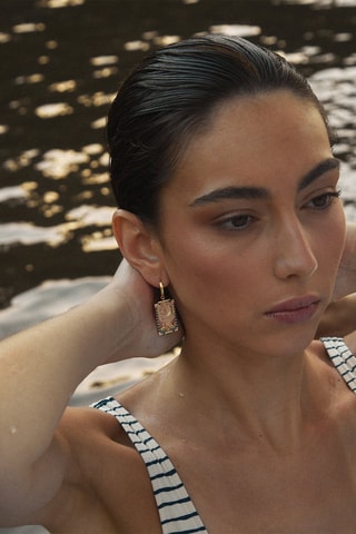 Boucle d'oreille Tarot La Luna - Argent plaqué or jaune