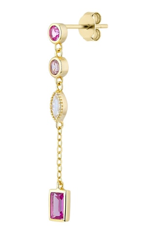 Boucle d'oreille - Argent plaqué or jaune et zircons