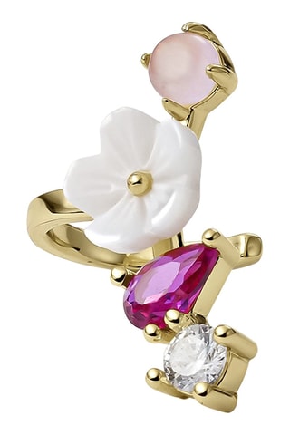 Earcuff - Argent plaqué or jaune et nacre