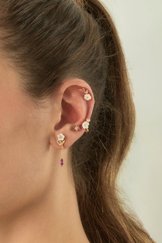 Earcuff - Argent plaqué or jaune et nacre