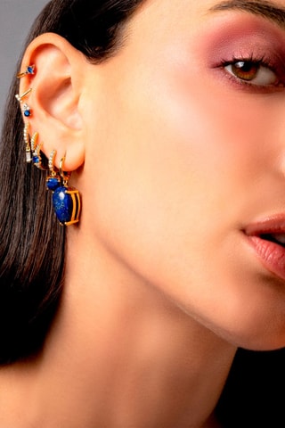 Boucle d'oreille Mara - Argent plaqué or jaune et zircons