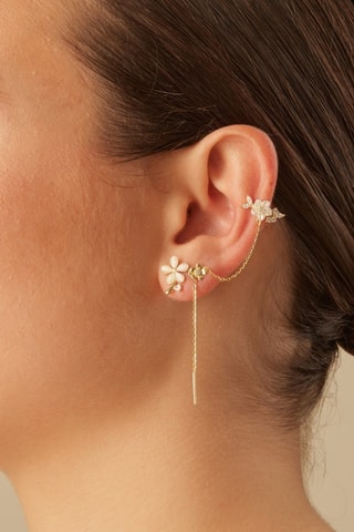 Piercing Lilium - Zilver Doublé Geelgoud, Parelmoer en Diamant