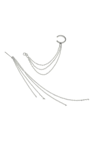 2 earcuffs reliés par chaînette - Argent