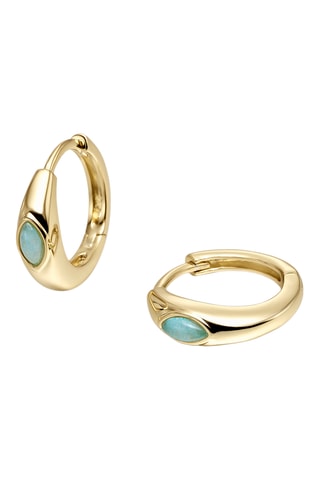 Créoles - Argent plaqué or jaune et amazonites