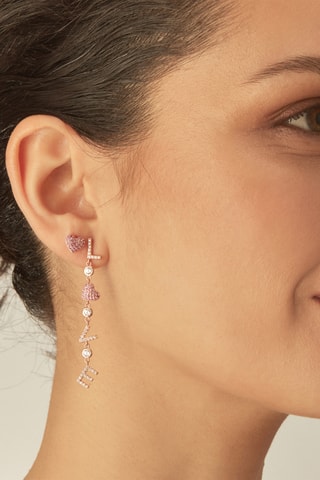 Boucles d’oreilles - Argent plaqué or rose, plaqué or rose et corindons