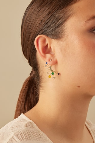 Oorbel - Zilver Doublé Geelgoud, Amethist, Apatieten en Kwarts