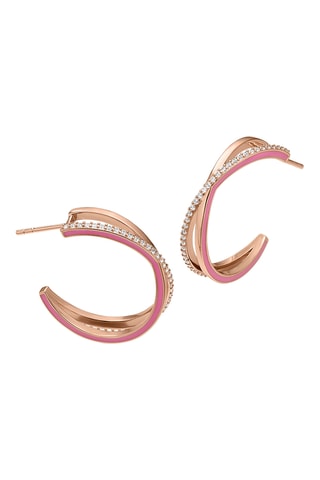 Créoles - Plaqué or rose, argent et zircones