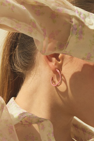 Créoles - Plaqué or rose, argent et zircones