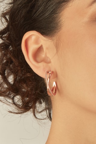 Créoles - Plaqué or rose, argent et zircones