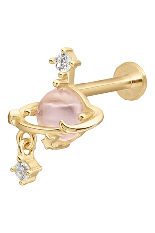 Piercing - Argent plaqué or jaune et œil-de-chat