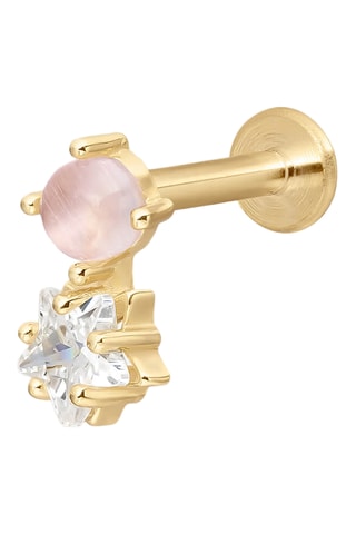 Piercing - Argent plaqué or jaune et œil-de-chat