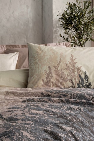 Parure de couette en coton 57 fils/cm² - Beige et rose