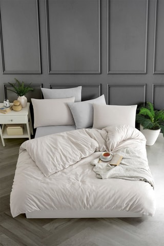 Conjunto de edredão de algodão 52 fios/cm² Yarn Dyed - Bege