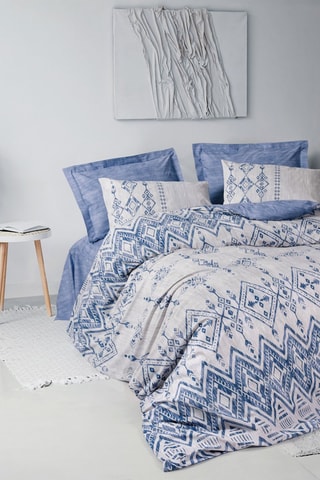 Parure de couette en coton 57 fils/cm² Cleo - Bleu