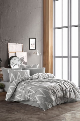 Parure de couette 47 fils/cm² Olivia - Gris et blanc