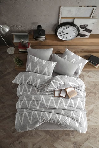 Parure de couette 47 fils/cm² Olivia - Gris et blanc