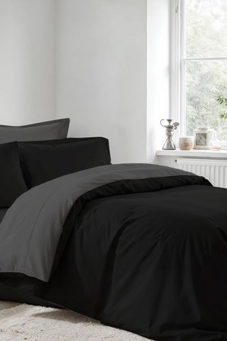 Parure de couette  en coton ranforce 61 fils/cm² - Noir et anthracite