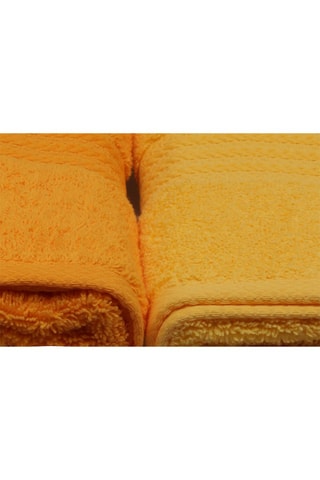 4 serviettes de toilette  - Orange et jaune - 50 x 90 cm