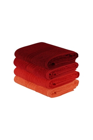 4 serviettes de toilette en fibres de bambou - Orange - 50 x 90 cm