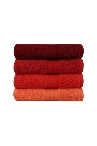 4 serviettes de toilette en fibres de bambou - Orange - 50 x 90 cm