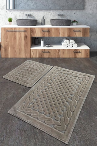 2 tapis de bain Bambi - Beige - 50 x 60 cm / 60 x 100 cm
