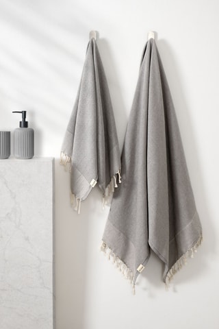2 serviettes de toilette- Gris - 60 x 110 et 90 x 175 cm