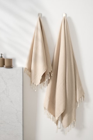 2 serviettes de toilette - Beige - 60 x 110 cm et 90 x 175 cm