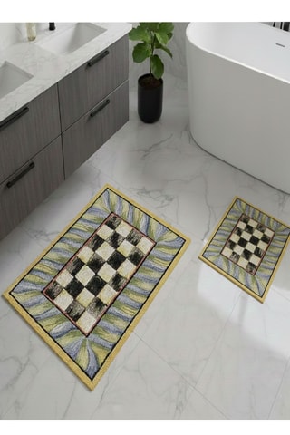 2 tapis de bain - Jaune - 50 x 60 cm et 60 x 100 cm