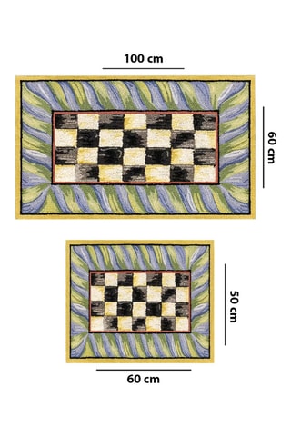 2 tapis de bain - Jaune - 50 x 60 cm et 60 x 100 cm