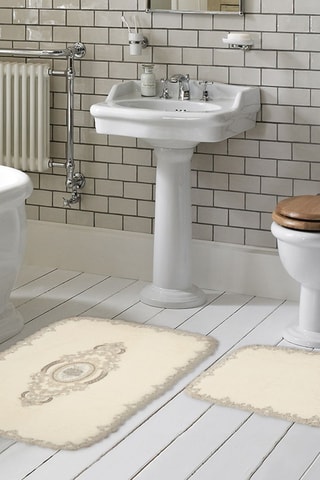 2 tapis de bain - Crème - 50 x 60 cm et 60 x 100 cm